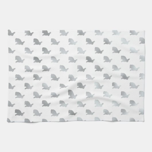 Silver Grey Bunny Background Faux Grey Theedoek (Horizontaal)