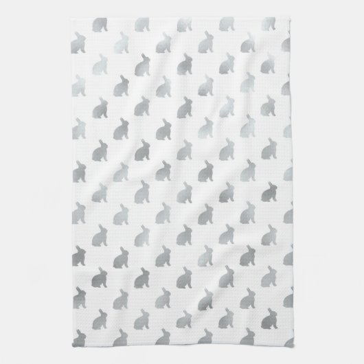 Silver Grey Bunny Background Faux Grey Theedoek (Verticaal)