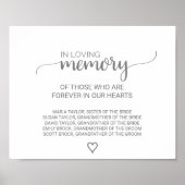 Silver Grey Calligraphy In Loving Memory Sign Poster (Voorkant)