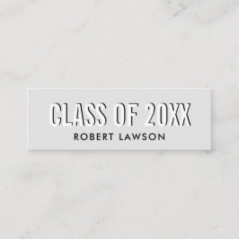 Silver Grey Chic Class Afstuderen Name Kaart Mini Visitekaartje