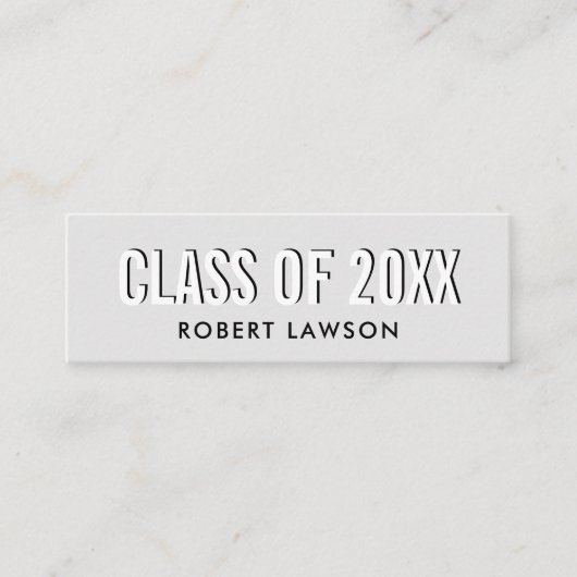 Silver Grey Chic Class Afstuderen Name Kaart Mini Visitekaartje (Voorkant)