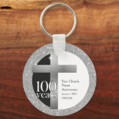 Silver Grey Church 100th Jubileum gepersonaliseerd Sleutelhanger (Voorkant)