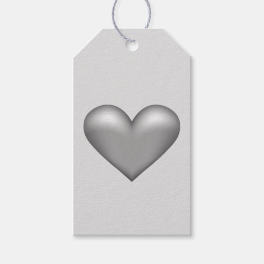 Silver Grey Color Heart Illustratie Cadeaulabel (Voorkant)