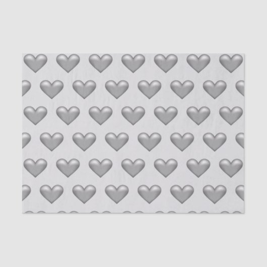 Silver Grey Color Hearts Pattern Tissuepapier (Voorkant)