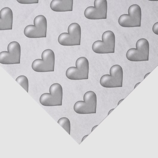 Silver Grey Color Hearts Pattern Tissuepapier (Detail)