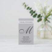 Silver Grey Color Script Monogram Visitekaartje (Staand voorkant)