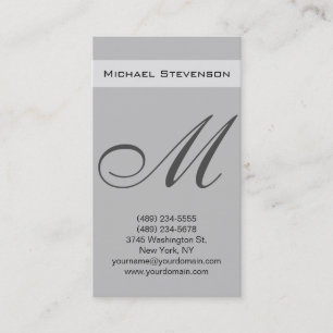 Silver Grey Color Script Monogram Visitekaartje