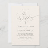 Silver Grey & Cream Minimalist Weddenschap Kaart (Voorkant)