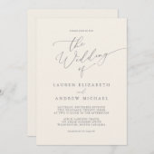 Silver Grey & Cream Minimalist Weddenschap Kaart (Voorkant / Achterkant)