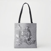 Silver Grey Crystals Faux Glitter Tote Bag (Voorkant)