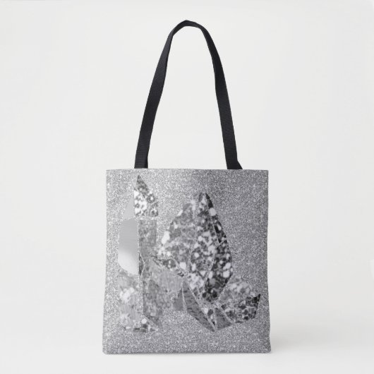 Silver Grey Crystals Faux Glitter Tote Bag (Voorkant)