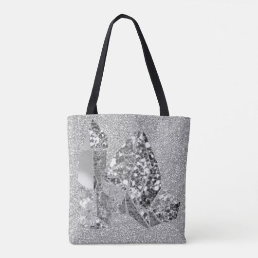 Silver Grey Crystals Faux Glitter Tote Bag (Achterkant)