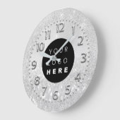 Silver Grey Crystals Glitter Spark Custom Logo Grote Klok (Hoek)