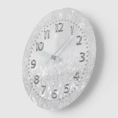 Silver Grey Crystals Glitter Spark Nimbers Metal Grote Klok (Hoek)