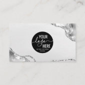Silver Grey Custom Logo QR Code Agate Monogram Visitekaartje (Achterkant)
