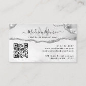 Silver Grey Custom Logo QR Code Agate Monogram Visitekaartje (Voorkant)