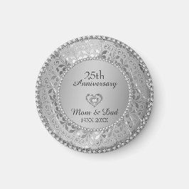 Silver Grey Damask 25e Jubileum Magneet
