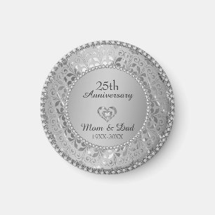 Silver Grey Damask 25e Jubileum Magneet