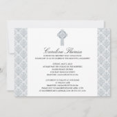 Silver Grey Damask Celtic Cross First Communation Kaart (Voorkant)