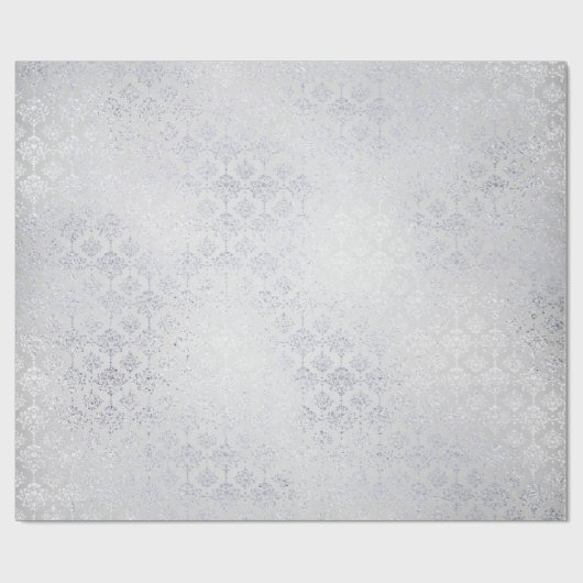 Silver Grey Damask Metallic Shiny Monochromatic Cadeaupapier (Vlak)