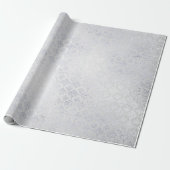 Silver Grey Damask Metallic Shiny Monochromatic Cadeaupapier (Uitgerold)