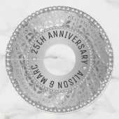 Silver Grey Damask Wijnglaslabel (Voorkant)