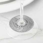 Silver Grey Damask Wijnglaslabel (Dichtbij)