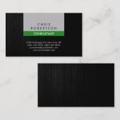 Silver Grey Dark Wood Pattern Green Visitekaartje (Voorkant / Achterkant)