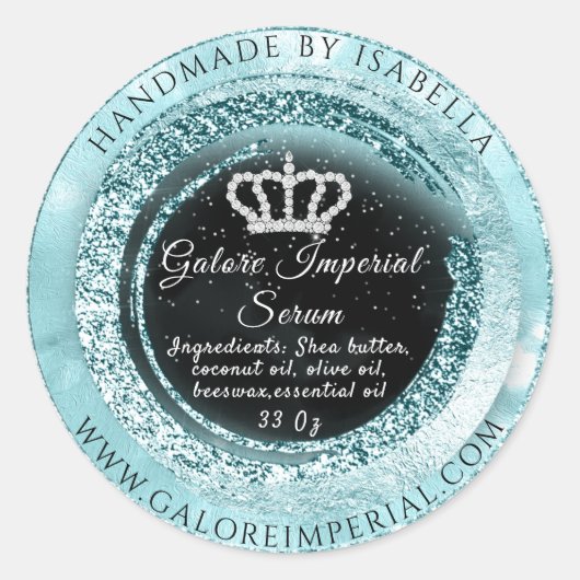 Silver Grey Diamond Crown Lijst Glitter Black Blue Ronde Sticker (Voorkant)