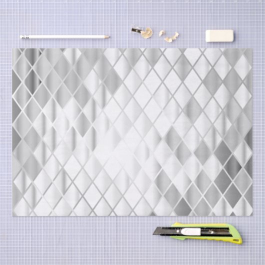 Silver Grey Diamond Pattern Tissuepapier (Craft)