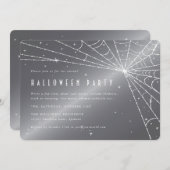 Silver-Grey Diamond Spider Web Halloween Party Kaart (Voorkant / Achterkant)