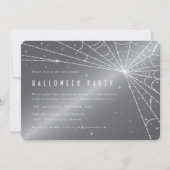 Silver-Grey Diamond Spider Web Halloween Party Kaart (Voorkant)