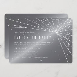 Silver-Grey Diamond Spider Web Halloween Party Kaart