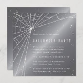 Silver-Grey Diamond Spider Web Halloween Party Kaart (Voorkant / Achterkant)