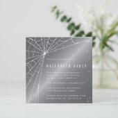 Silver-Grey Diamond Spider Web Halloween Party Kaart (Staand voorkant)