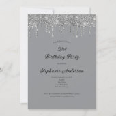 Silver Grey Dripping Glitter Trendy 21e Verjaardag Kaart (Voorkant)