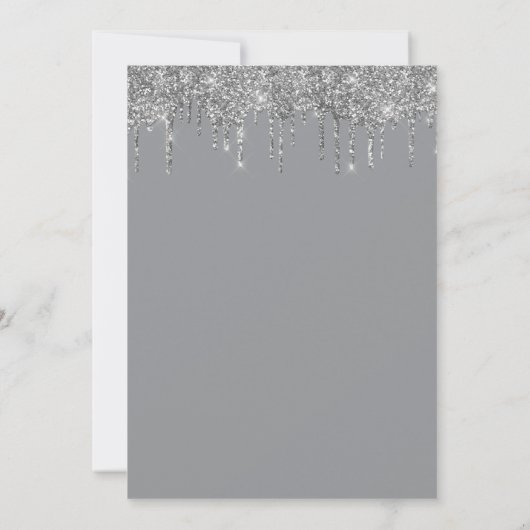Silver Grey Dripping Glitter Trendy 21e Verjaardag Kaart (Achterkant)