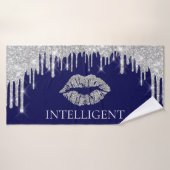 Silver Grey Drivers Kiss Lips Name INTELLIGENT Badhanddoek (Badhanddoek)