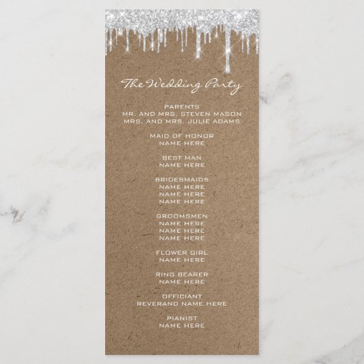 Silver Grey Drives Event Program Formal Kraft Programmakaart (Achterkant)