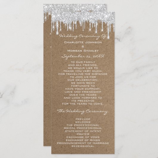 Silver Grey Drives Event Program Formal Kraft Programmakaart (Voorkant / Achterkant)