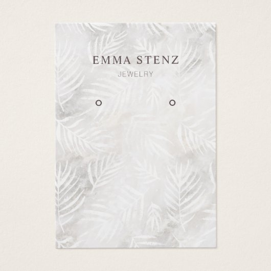 Silver Grey & Dusty Pink Palm Earring Display Kaar Visitekaartje (Voorkant)
