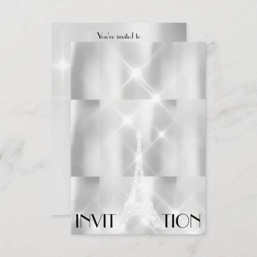 Silver Grey Eiffel Tower Paris Vrijgezellenfeest E Kaart (Voorkant / Achterkant)