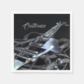 Silver Grey Electric Guitar Paper Napkins Servet (Voorkant)