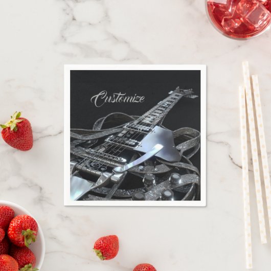 Silver Grey Electric Guitar Paper Napkins Servet (Insitu)