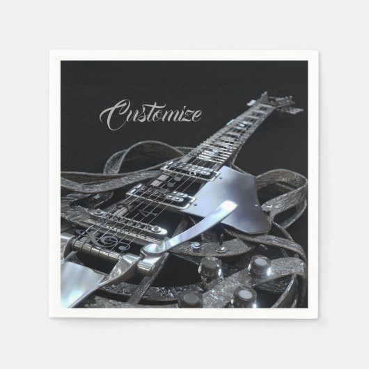 Silver Grey Electric Guitar Paper Napkins Servet (Voorkant)