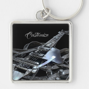 Silver Grey Electric Guitar Premium Sleutelhanger