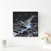 Silver Grey Electric Guitar Square Clock Vierkante Klok (Huis)