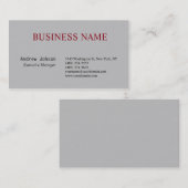 Silver Grey Elegant klassiek eenvoudig Visitekaartje (Voorkant / Achterkant)