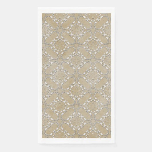 Silver Grey en Beige Metallic Filacceptatiepatroon Servet (Voorkant)