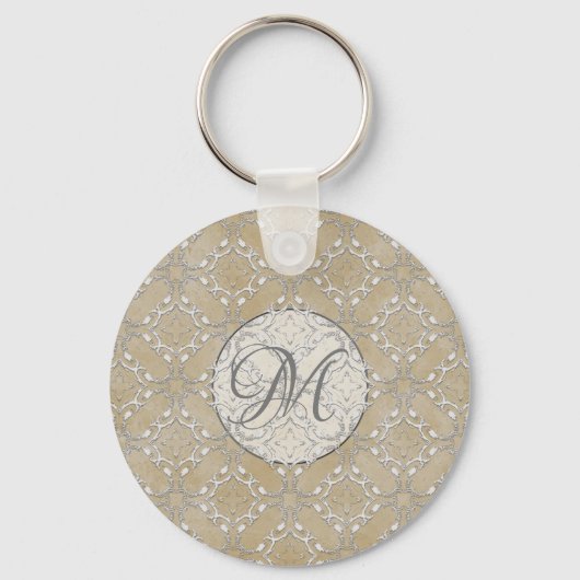 Silver Grey en Beige Metallic Filacceptatiepatroon Sleutelhanger (Voorkant)